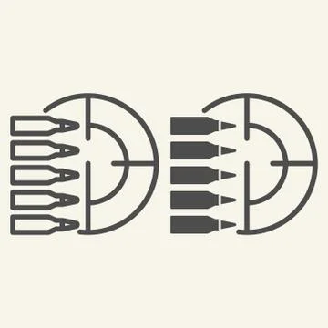 Target practice line and glyph icon. Aim and bullets vector illustration Illustrazione stock