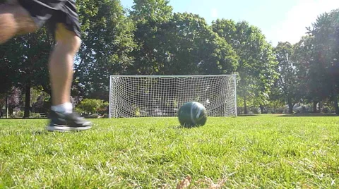 Target Practice on Soccer Net Stock Footage 54300630