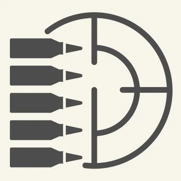 Target practice solid icon. Aim and bullets vector illustration isolated on Stock Illustration