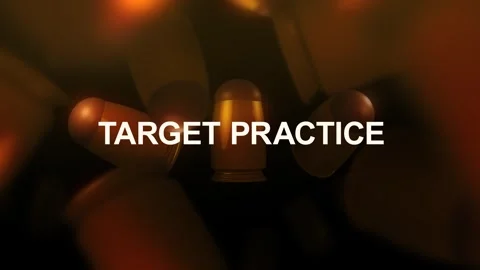 Target Practice Text over 3D Spinning Bullets Background 4 Stock Footage 332552118