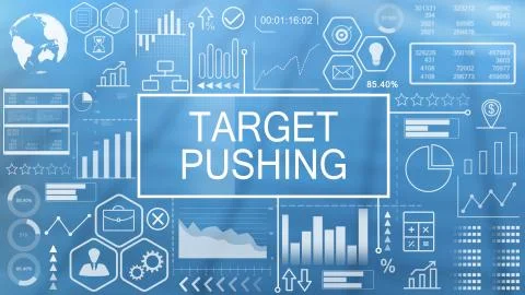 Target Pushing, Animated Typography Stock Illustration
