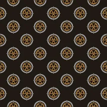 Target with Radiation symbol vector seamless pattern in thin line style 스톡 일러스트