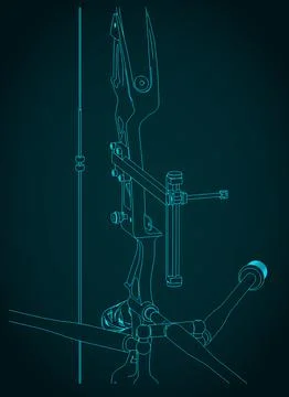 Target recurve bow kit close-up 스톡 일러스트