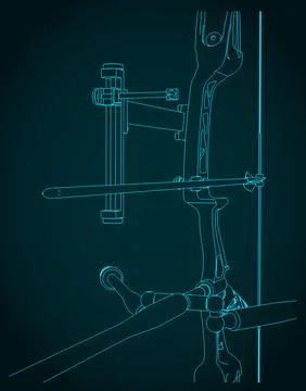 Target recurve bow kit close-up illustration 스톡 일러스트
