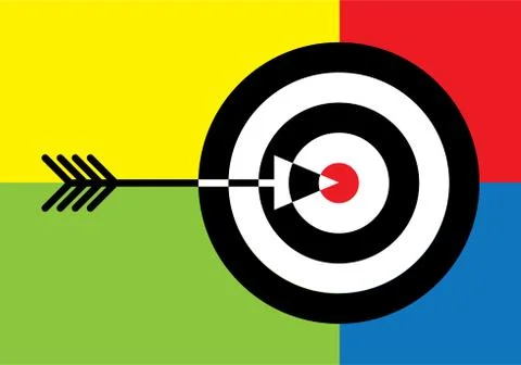 Target with red centre and arrow in the middle - illustration Stock Illustration