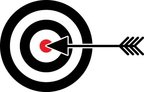 Target with red centre and arrow in the middle - illustration Stock Illustration