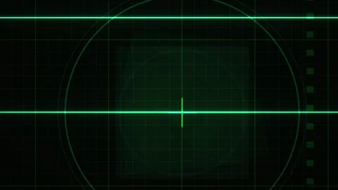Target Scanning Line on Green Radar Screen for Futuristic Technology Interf.. Stock Footage 343768336