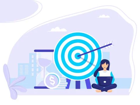 Target selection achieved. Concept of business Achievement Measurement and Gr Stock-Illustration
