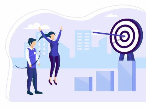 Target selection achieved. Concept of Run Achievement Measurement and Grow Go Stock-Illustration