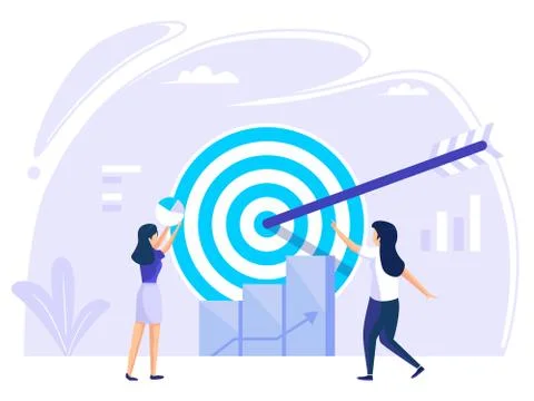 Target selection achieved. Concept of Run Achievement Measurement and Grow Go Stock Illustration