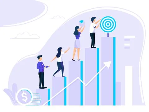 Target selection  achieved team. Concept of business Achievement Measurement  Stock Illustration