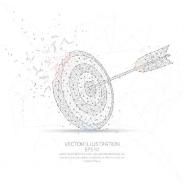 Target shape digitally drawn low poly wire frame. Stock Illustration