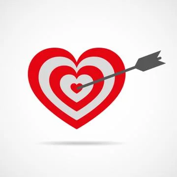 Target with the shape of heart and arrow. Vector illustration. Stock Illustration