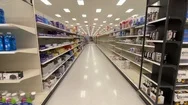 Target Shelves Are Completely Empty Of Toilet Paper During Coronavirus Stock Footage