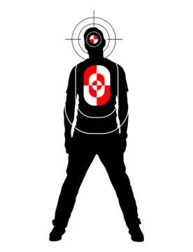 Target for shooting practice in man silhouette shape with marks on head and body Stock Illustration