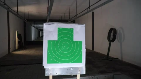 Target at the shooting range. Bullets hitting the target. Vídeos de archivo 266277322
