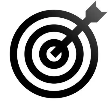 Target sign - black gradient transparent with dart, isolated - vector Stock Illustration