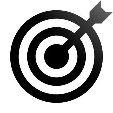 Target sign - black gradient transparent with dart, isolated - vector Illustrazione stock