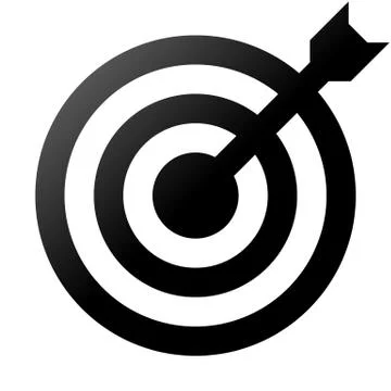 Target sign - black gradient transparent with dart, isolated - vector Stock Illustration