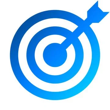Target sign - blue gradient transparent with dart, isolated - vector Stock Illustration