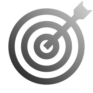 Target sign - medium gray gradient transparent with dart, isolated - vector Stock Illustration