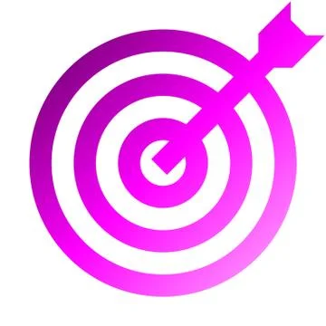 Target sign - purple gradient transparent with dart, isolated - vector Stock Illustration