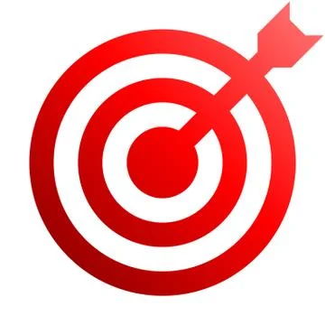 Target sign - red gradient transparent with dart, isolated - vector Stock Illustration