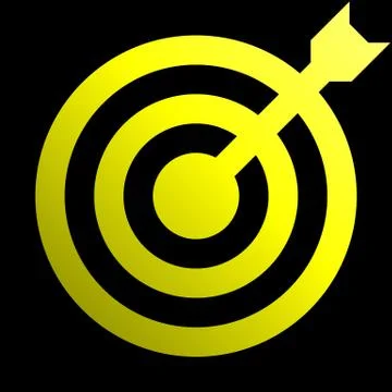 Target sign - yellow gradient transparent with dart, isolated - vector Stock Illustration