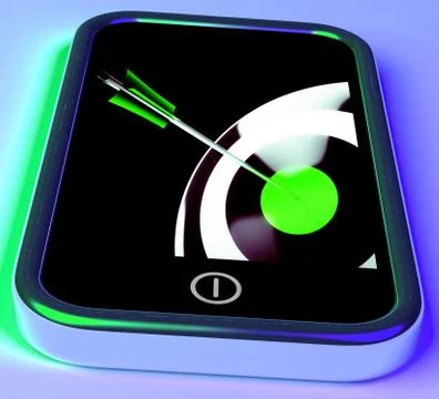 Target on smartphone showing accuracy Stock Illustration