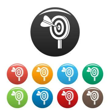 Target solution icons set color 스톡 일러스트