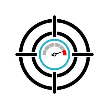 Target with speedometer icon isolated on white Stock Illustration
