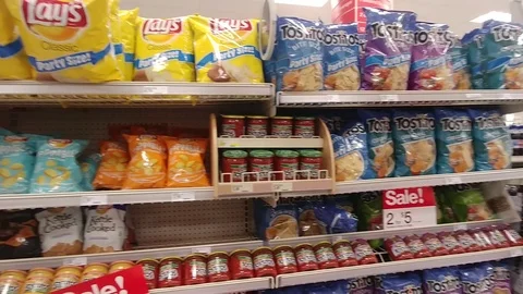 Target Store - Interior - Pan of Chips Stock Footage 90254957