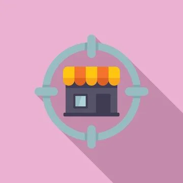 Target store locator icon flat vector. Global find near Stock Illustration