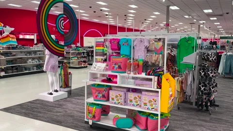 Target Store - Pride Month - Interior of Store - Gay Pride Stock Footage 243778634