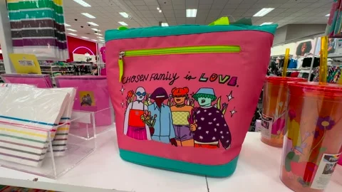 Target Store - Pride Month - Interior of Store - Chosen Family is Love Stock Footage 243778851