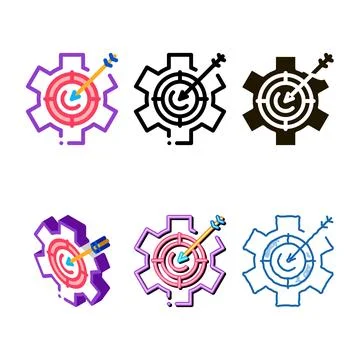 Target stylized processing icon vector outline Stock Illustration