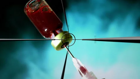 Target on syringe online concept. Stock Footage 132832345