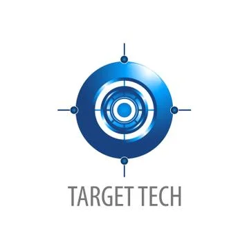 Target technology 3d logo concept design. Symbol graphic template element Stock Illustration