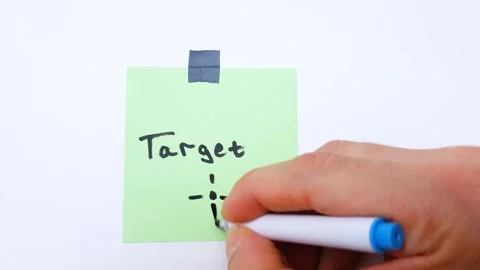 Target text, wall note, business goal, problem solving, concept. Video stock 315343511
