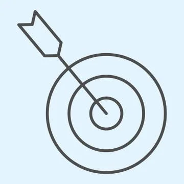 Target thin line icon. Darts, round shield and aim with successful result. Sport イラスト素材