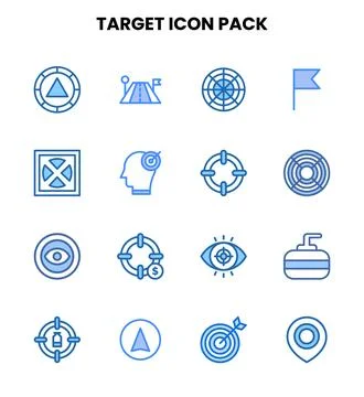 Target Two Colour Bundle Icons Pack Stock Illustration