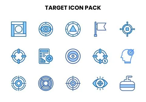 Target Two Colour Collection Icons Pack Stock Illustration