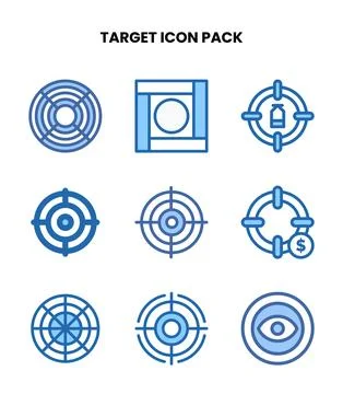 Target Two Colour Collection Icons Pack Stock Illustration