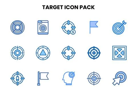 Target Two Colour Vector Icons Pack Stock Illustration