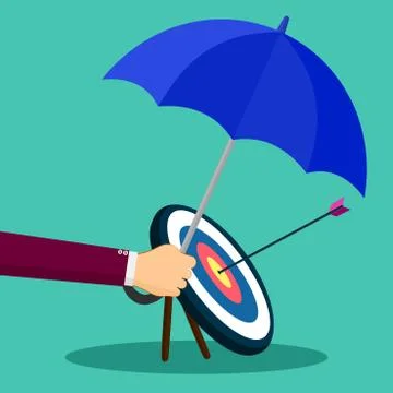 The target is under the umbrella handle. Concept of prevention and tracking t Illustration