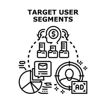Target user segments analyzing digital audience data Illustrazione stock