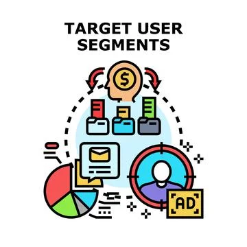 Target user segments analyzing digital audience data Illustrazione stock
