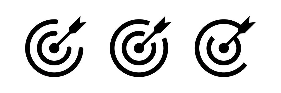 Target vector icons collection. Target with arrow icons Stock Illustration