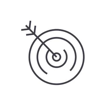 Target vector line icon, sign, illustration on background, editable strokes Illustrazione stock