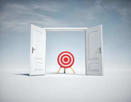 Target visible through an open door, direct aim. Illustrazione stock